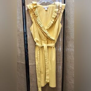 Jonathan Martin Belted Sleeveless Dress Banana Yellow Color Size 14